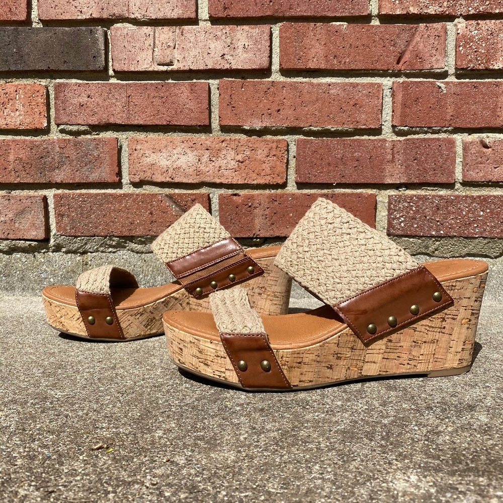 SOLD Crown vintage cork wedge sandals
